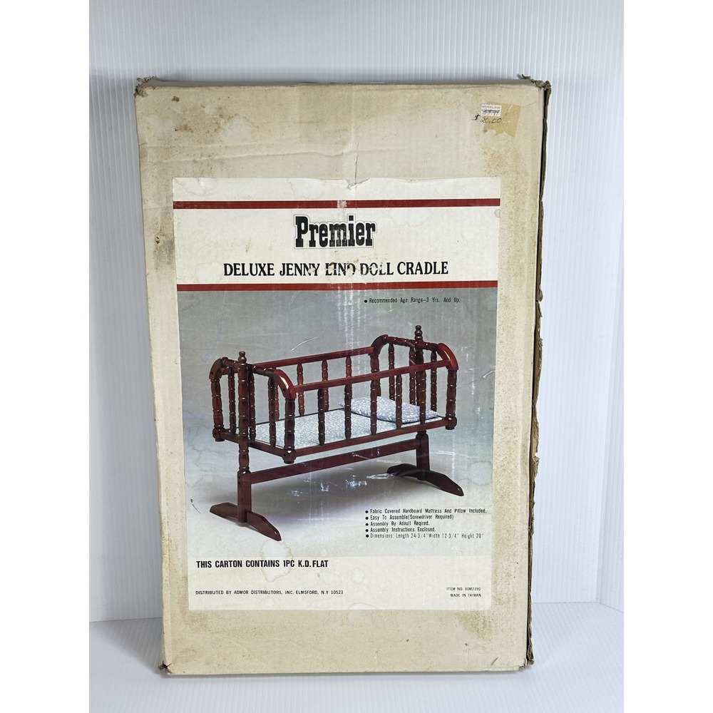 Vintage Premier Deluxe Jenny Lind Doll Cradle Wood Bassinet Crib No 80M2390 NOS